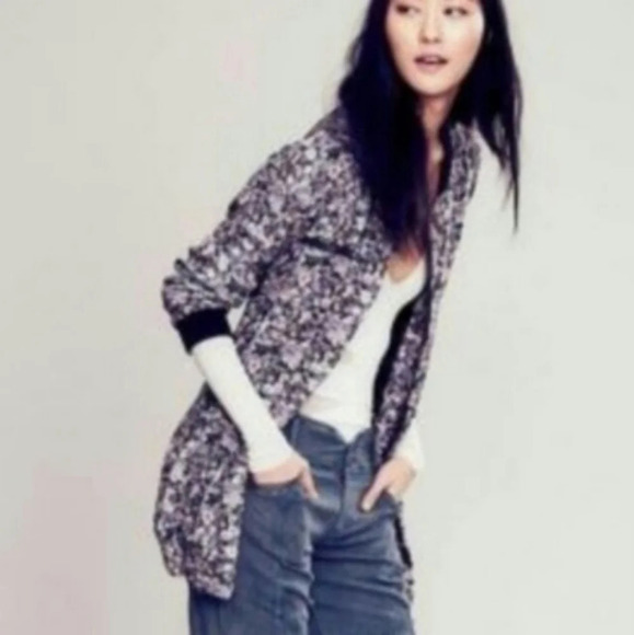 Free People Jackets & Blazers - Free People long zip front floral  bomber jacket